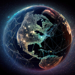 Earth covered with satellite network. Generative Ai Earth covered with satellite network Ai generative